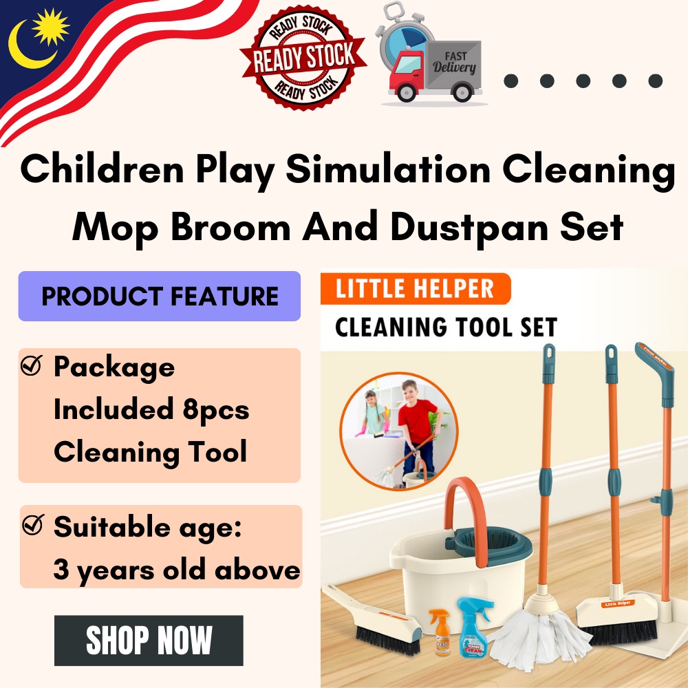 Children Play Simulation Baby Mop Kids Broom And Dustpan Set Mop Floor