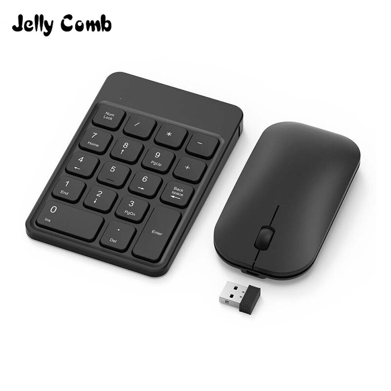 Jelly Comb 2.4GHz USB Numeric Keypad and Mouse Rechargeable Wireless Number Pad and Mouse Combo