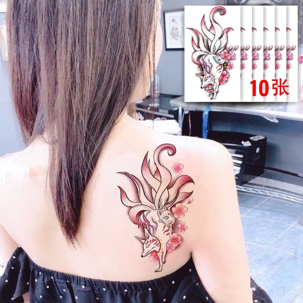 Ready Stock】 Nine-Tailed Fox Tattoo Sticker Charm Fox Men And Women Waterproof Can't Wash Off Tattoo Dark Ins Flower Arm | Shopee Singapore 1024_x_1024_jpg
