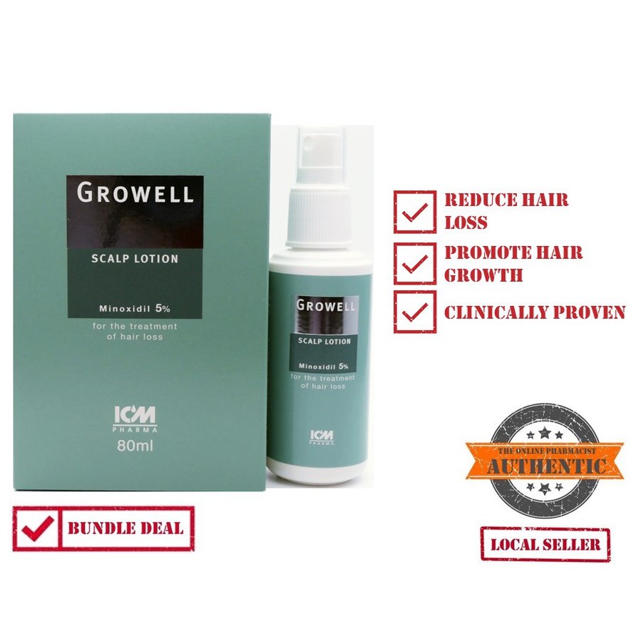 Growell Scalp Lotion - Minoxidil 5% (Promotes Hair Growth) | Shopee Singapore