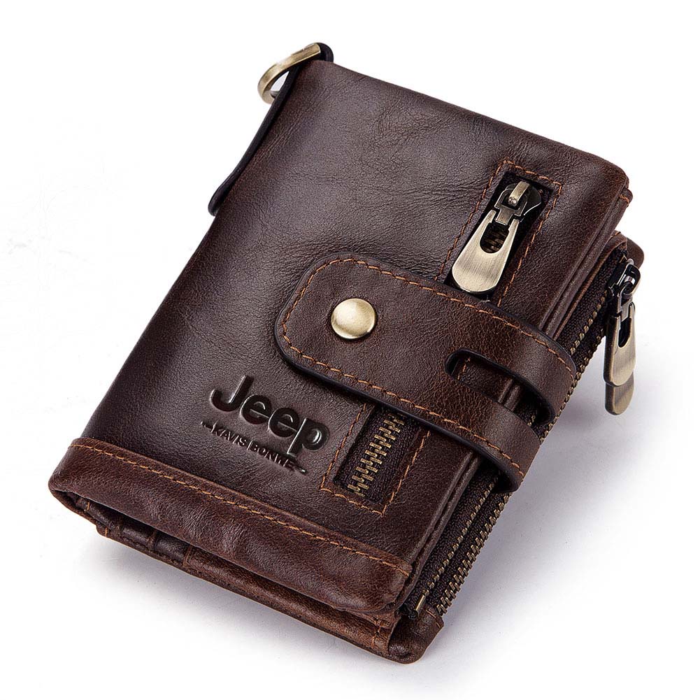 JEEP Men Wallet Genuine Leather Wallet Coin Purse Card Holder With
