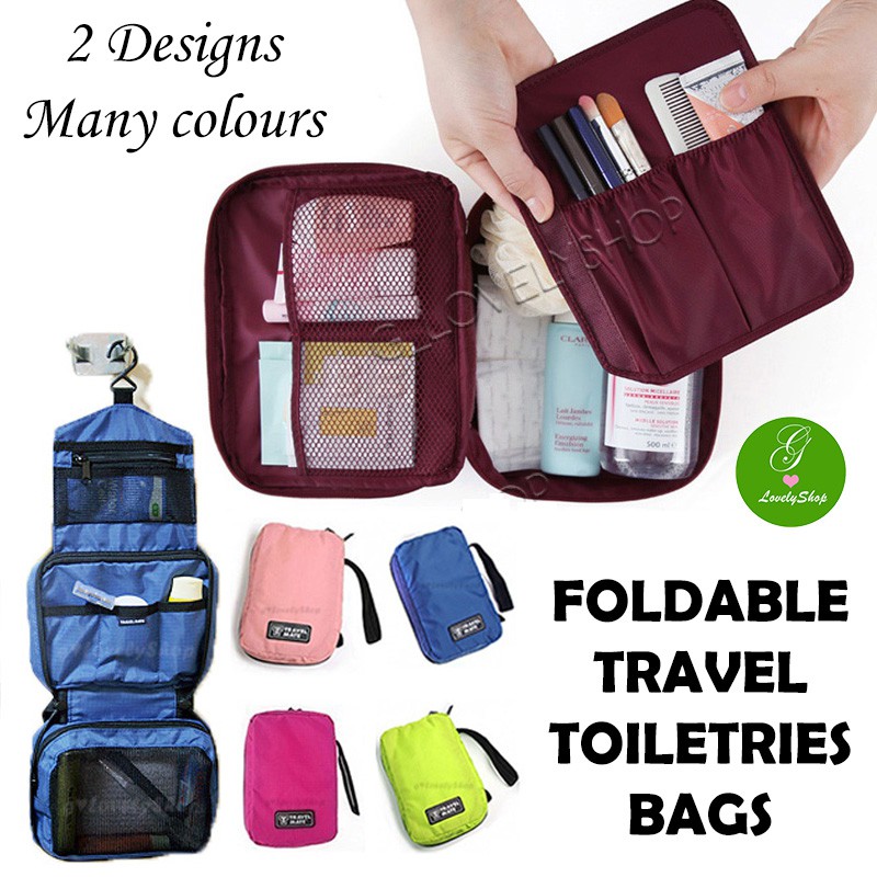 Foldable Travel Toiletries Bag 2 designs Shopee Singapore