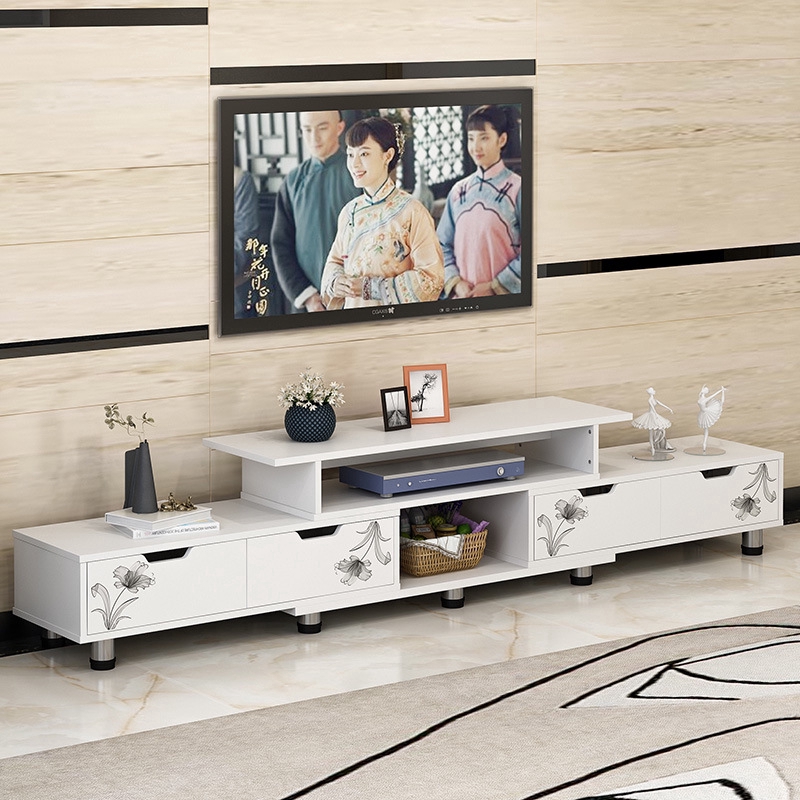 Simple retractable TV living room solid wood TV coffee