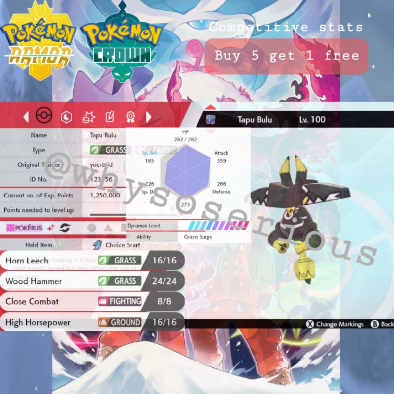 Pokemon Sword and Shield Square Shiny Tapu Bulu (Digital code) Shopee