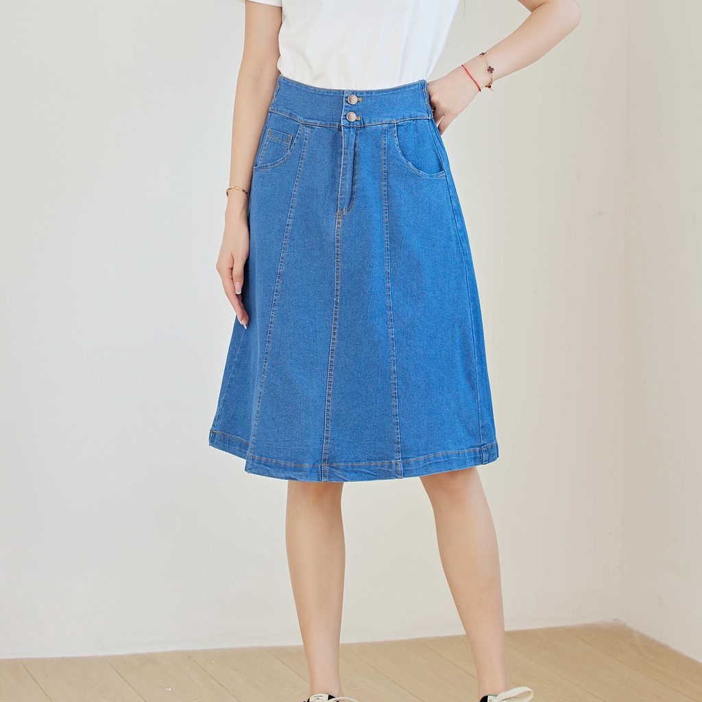 Silverworld 1943 women Jean skirt high waist midi Denim ladies skirts