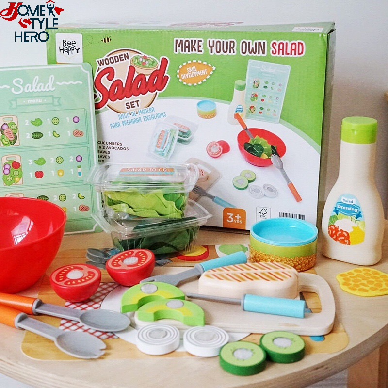 [SG Stock] Wooden Kitchen Food Salad BBQ Burger Sandwich Accessories