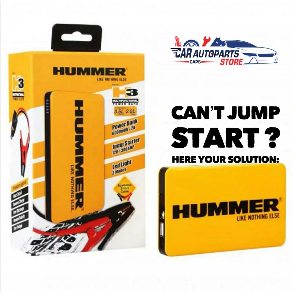 Hummer H3 Power Jump Starter Kit Multi purpose [Powerbank Jumpstarter Torch Light] Shopee