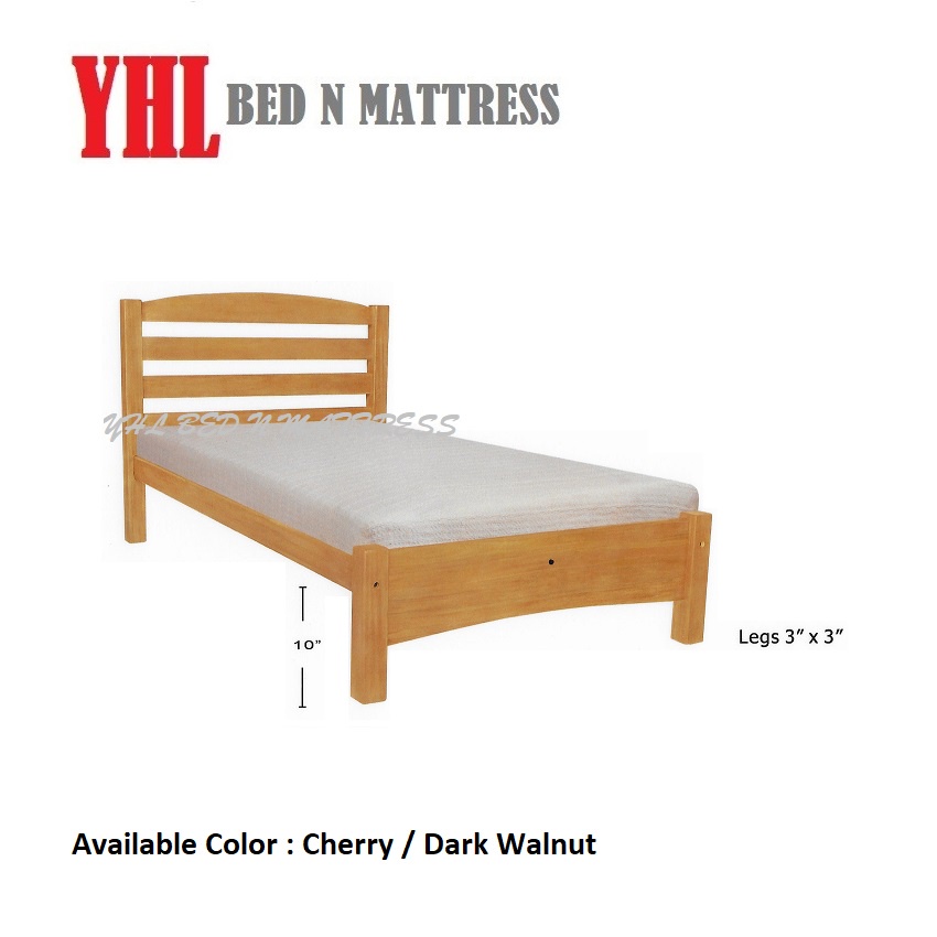YHL Thick Solid Mahogany Wood Single / Super Single Bed Frame (Mattress