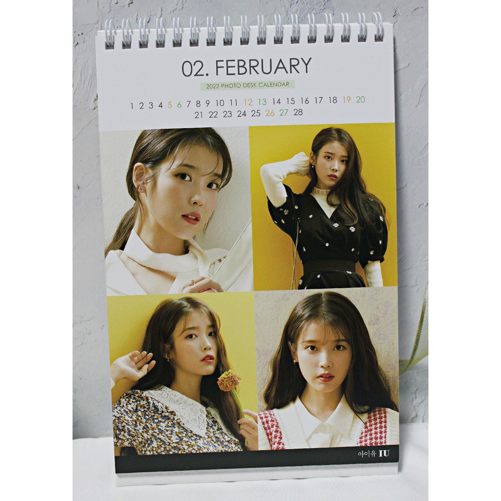 Spring 2022 Iu Calendar Iu Photo Desk Calendar 2022 (Random)+ (Freebie Iu 2 Photocard) Standing Spiral Bound Desk Calendar | Shopee Singapore