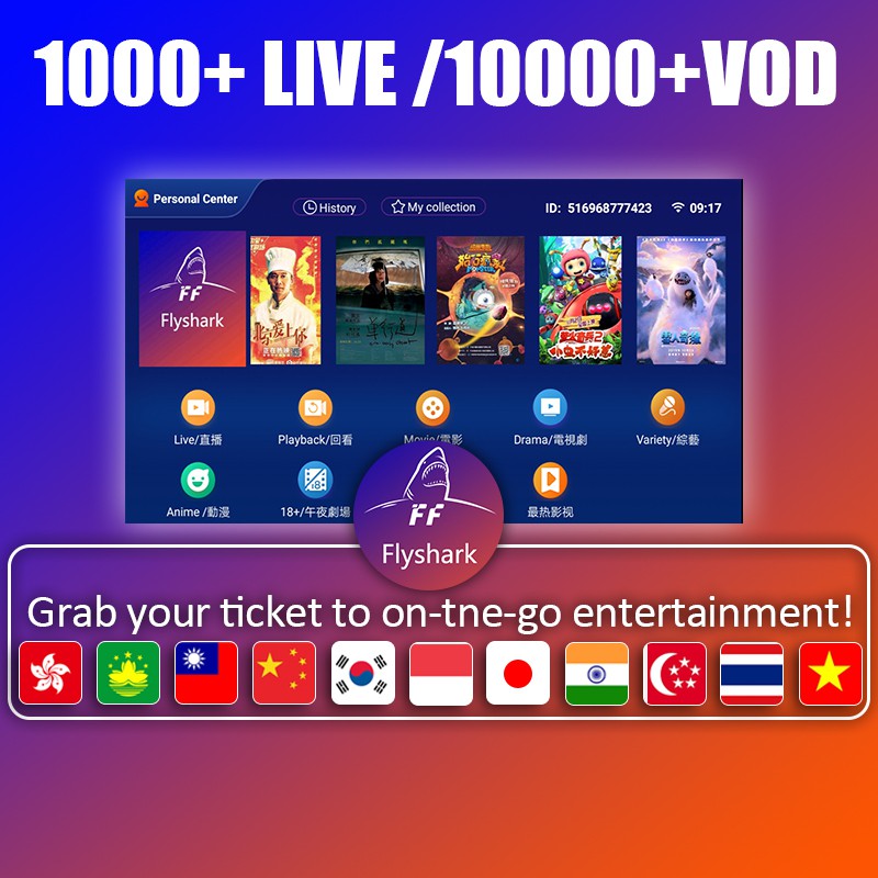 35 Days (5*7 DAYS) Flyshark IPTV Subscription Southeast