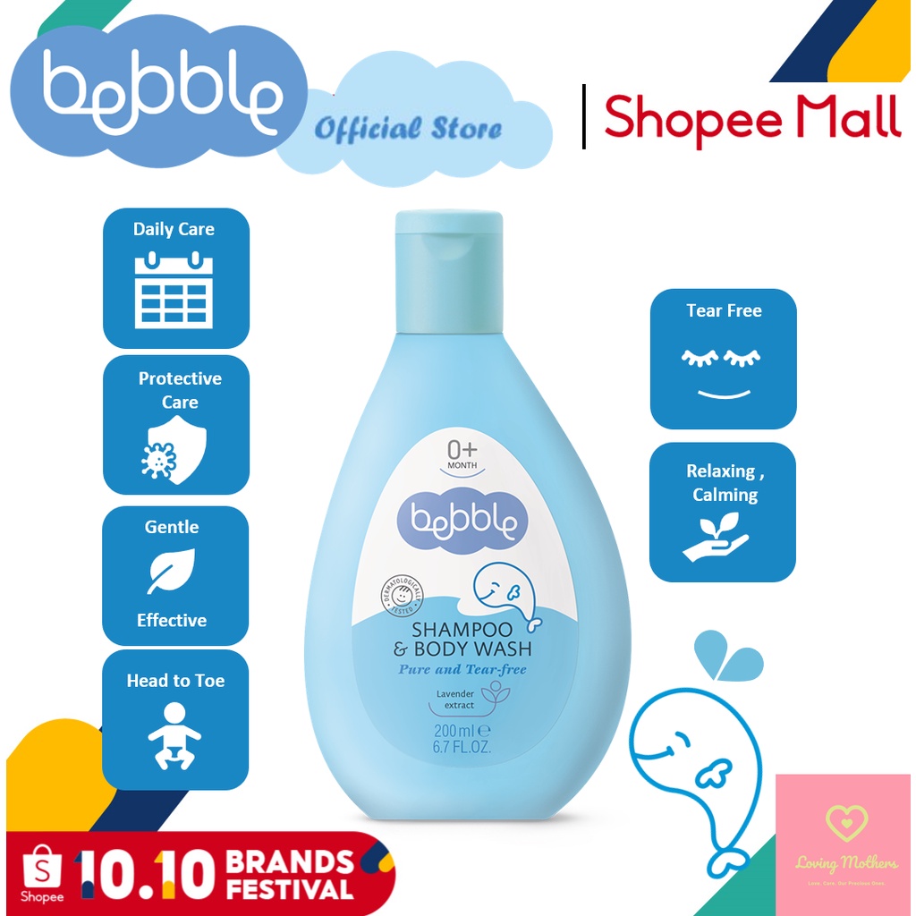 Bebble Shampoo & Body Wash 200ml (Tear Free Suitable for newborn and