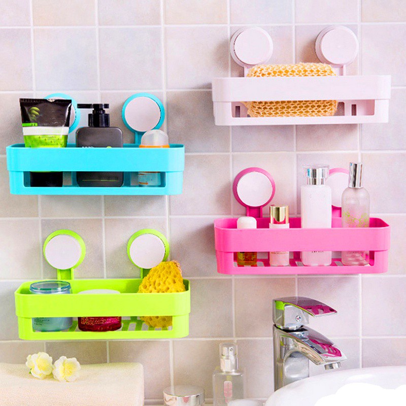 Suction Cup Bathroom Shelf Basket Rack Wall Hanging baby towel mount