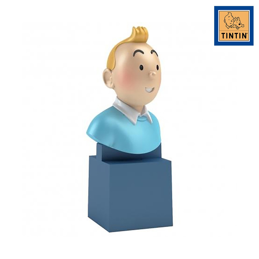 Tintin Collectible PVC Plastic Bust Figurine Tintin on a Blue Base
