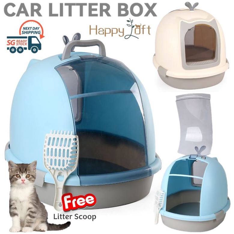 [SG SELLER] Cat Litter Box Large Fully Enclosed Litter Box Portable Antisplash Cats Toilet