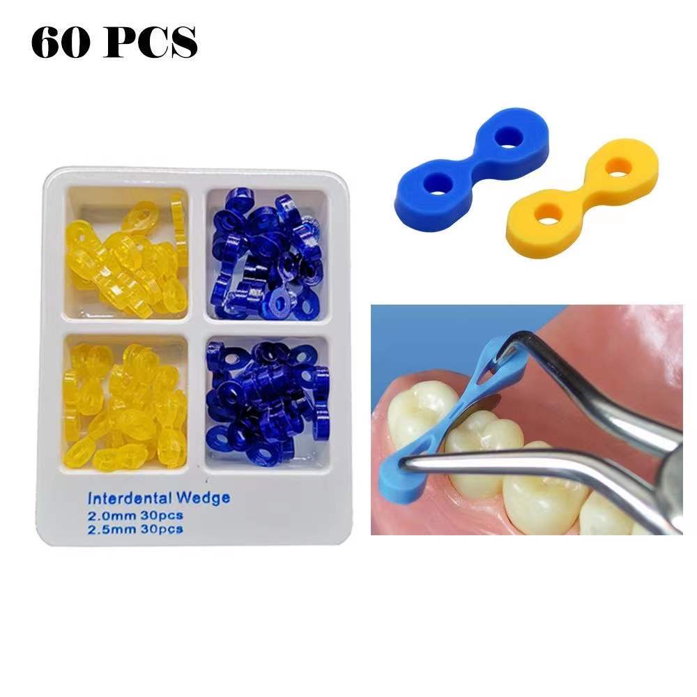 60Pcs Autoclavable Dental Tooth Seperator Elastic Rubber Fixing Wedges