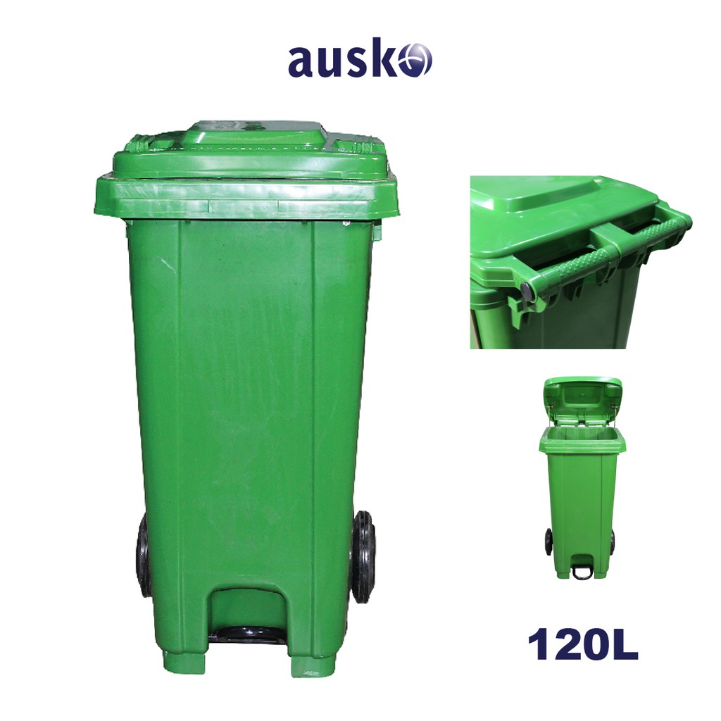 Integrated Foot Pedal Mobile Garbage Bin 120L [Multiple Colour] Waste Bin,Rubbish Bin,Trash