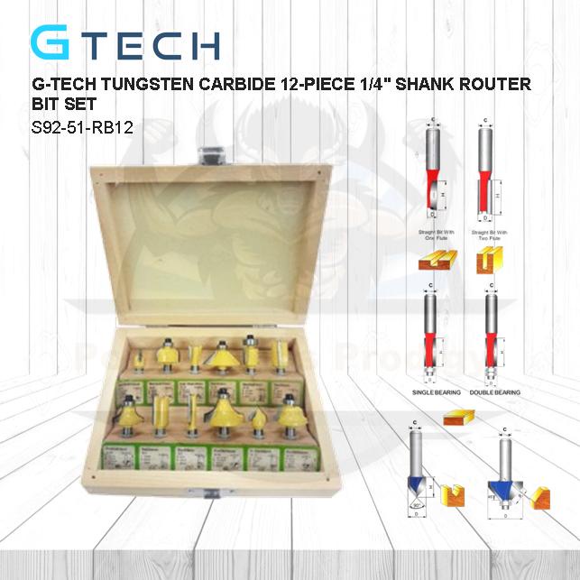 GTECH 12 PIECES ROUTER BIT SET/ TRIMMER BIT SET MADE IN JAPAN Shopee