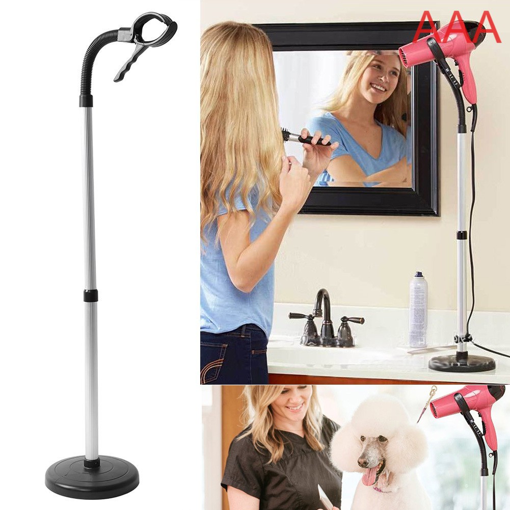 Black Aluminum Alloy Hair Dryer Stand 360 Degree Rotating Hands Free With Heavy Base Blow Holder