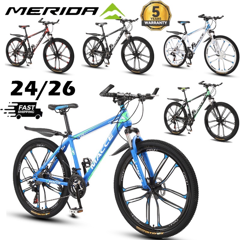 Merida Mountain Bike 24/26 Inch Bicycle Front And Rear Mechanical Disc Brake Variable Speed Off-Road Mountain Bicycle | Shopee Singapore