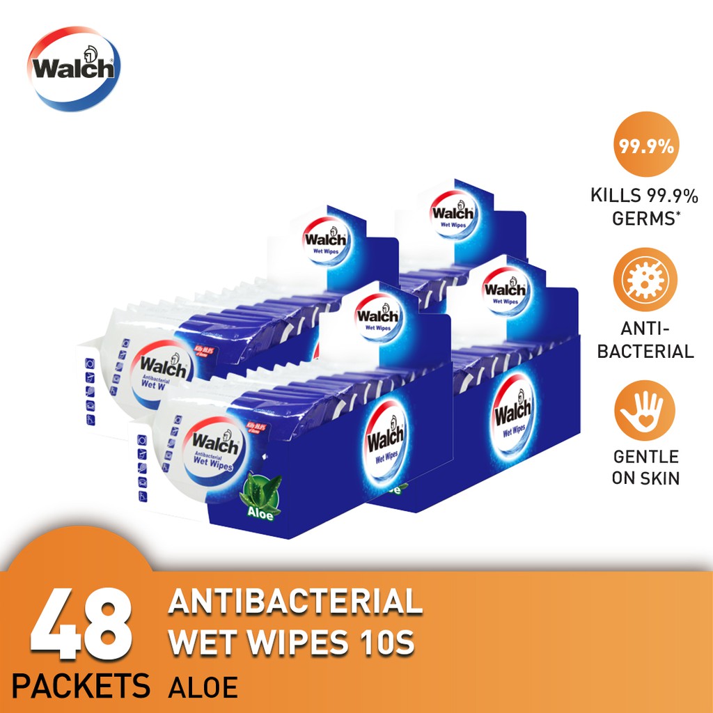 Walch Antibacterial Wet Wipes Tissues Aloe Vera 10s x 48 Packets