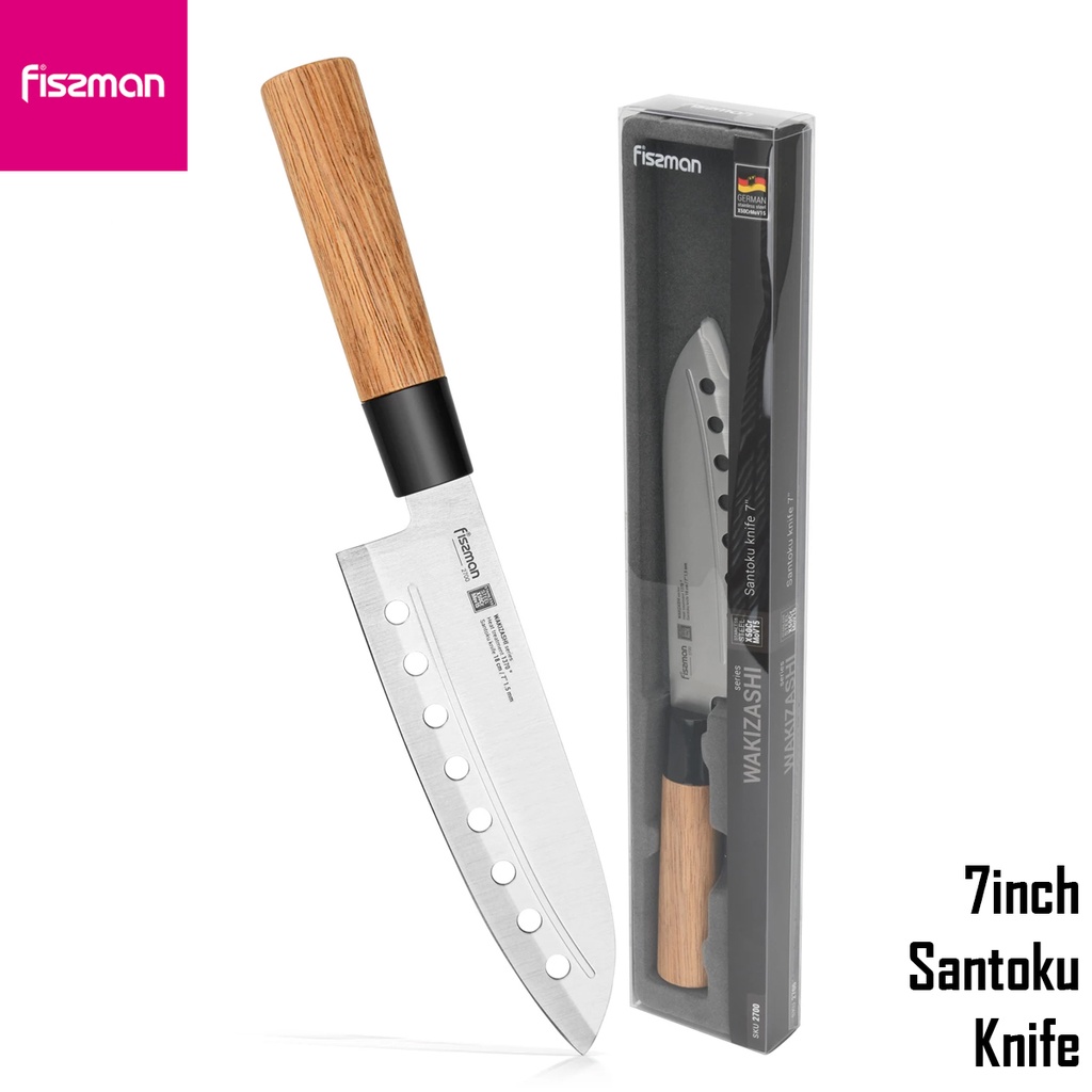 Fissman 7" Santoku Knife with Raised Dots, German Stainless Steel