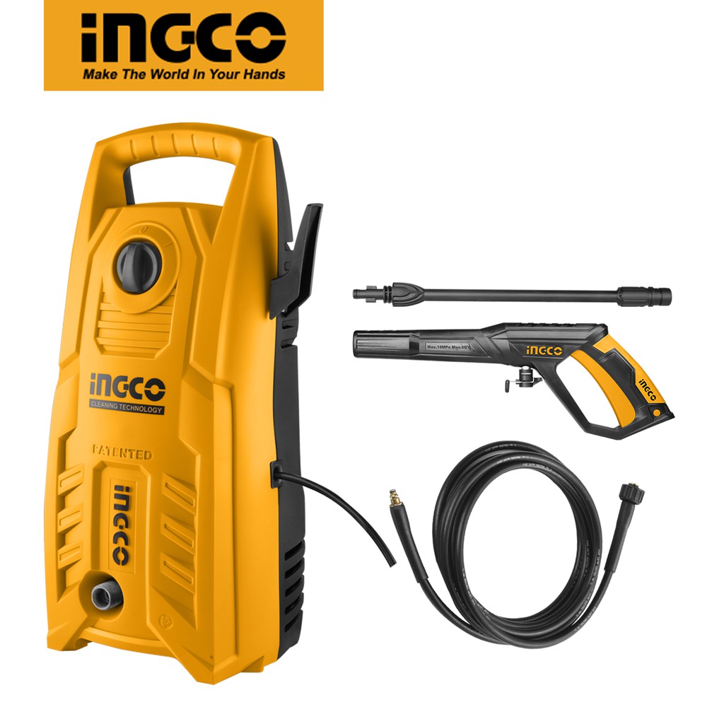 INGCO 1400W High Pressure Washer with 1 Set Water Spray Gun and 5m High