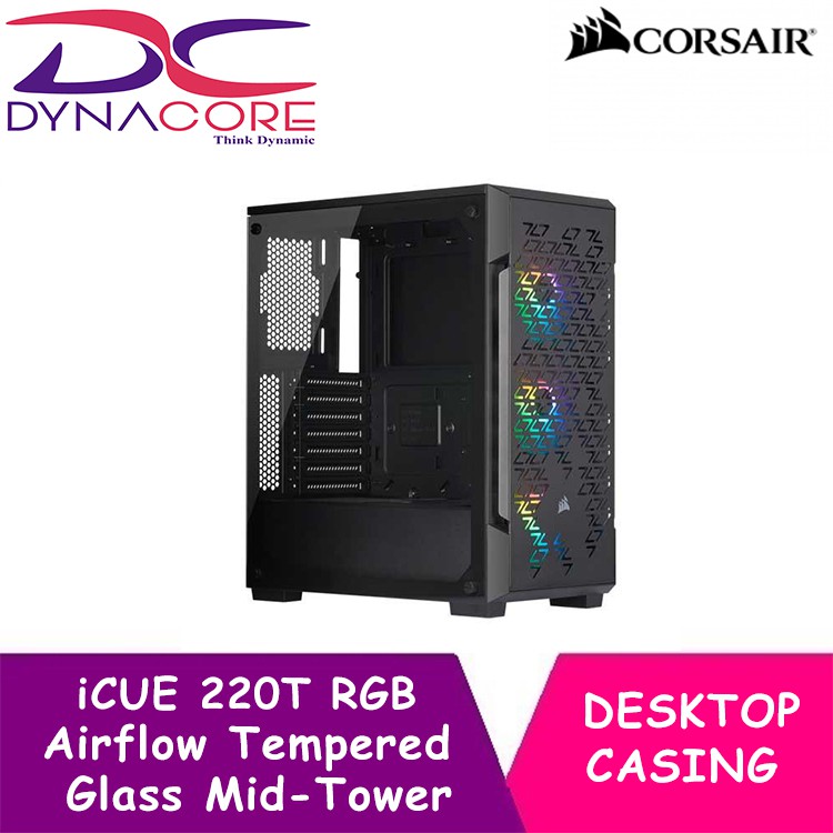 DYNACORE Corsair iCUE 220T RGB Airflow Tempered Glass MidTower Smart