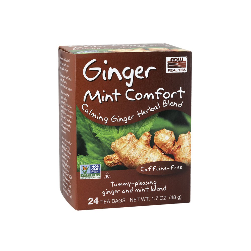 NOW Foods, Ginger Mint Comfort Tea, Calming and TummyPleasing Ginger