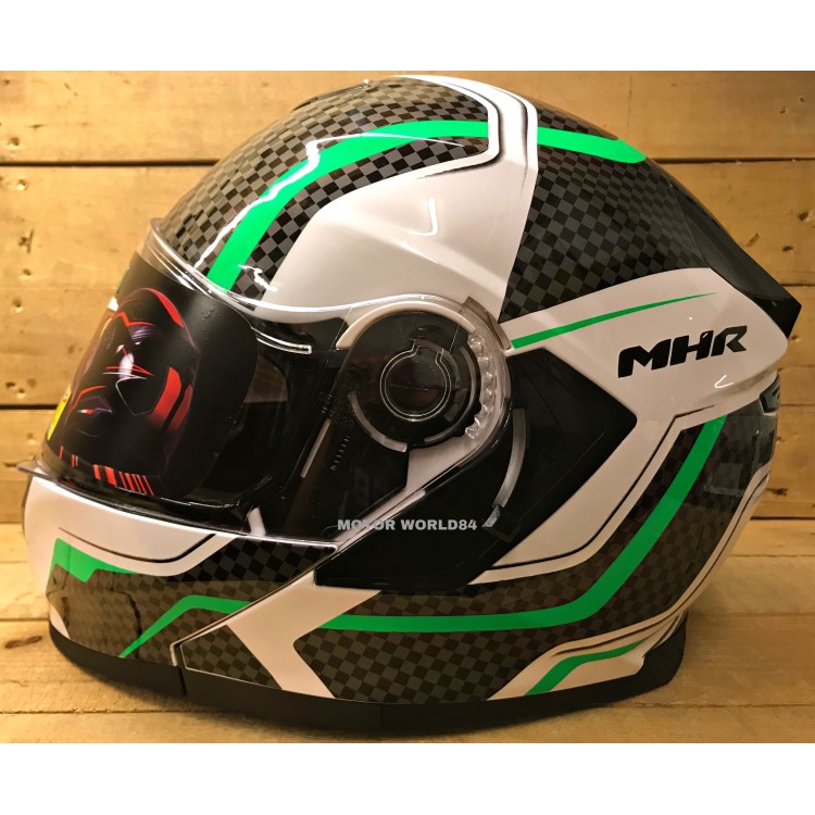 MHR FULL FACE HELMET FLIP UP DOUBLE VISOR MODULAR HELMET GT4 GP RACING