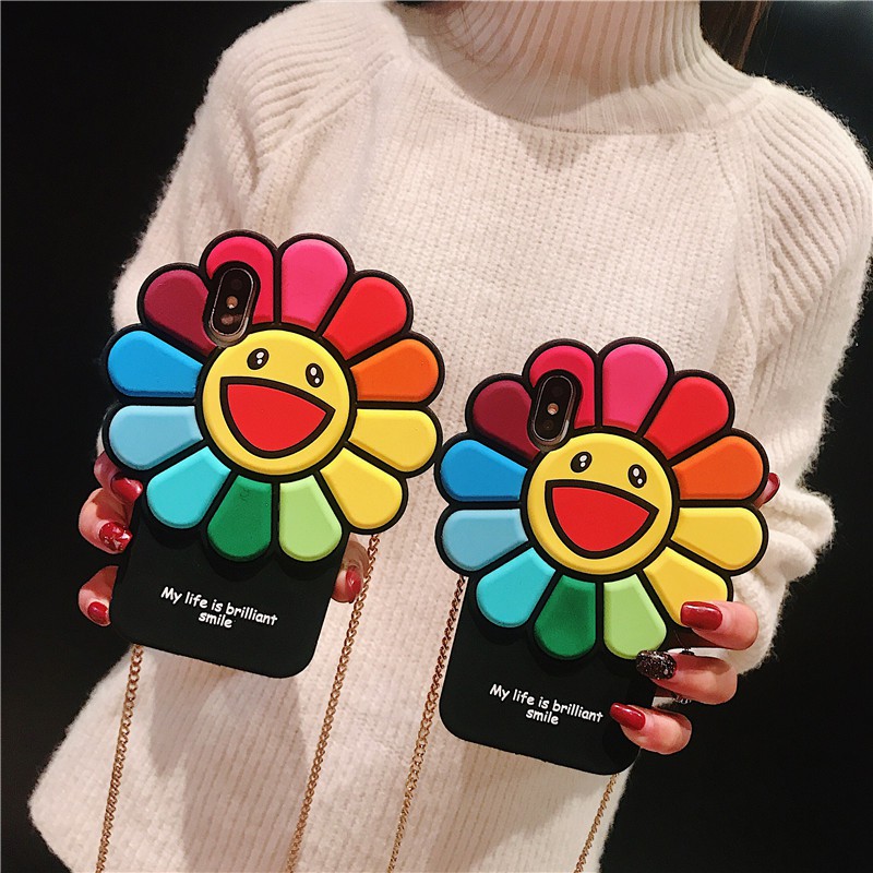 Murakami Takashi KaiKai KiKi Rainbow Flower silicone Phone Case For