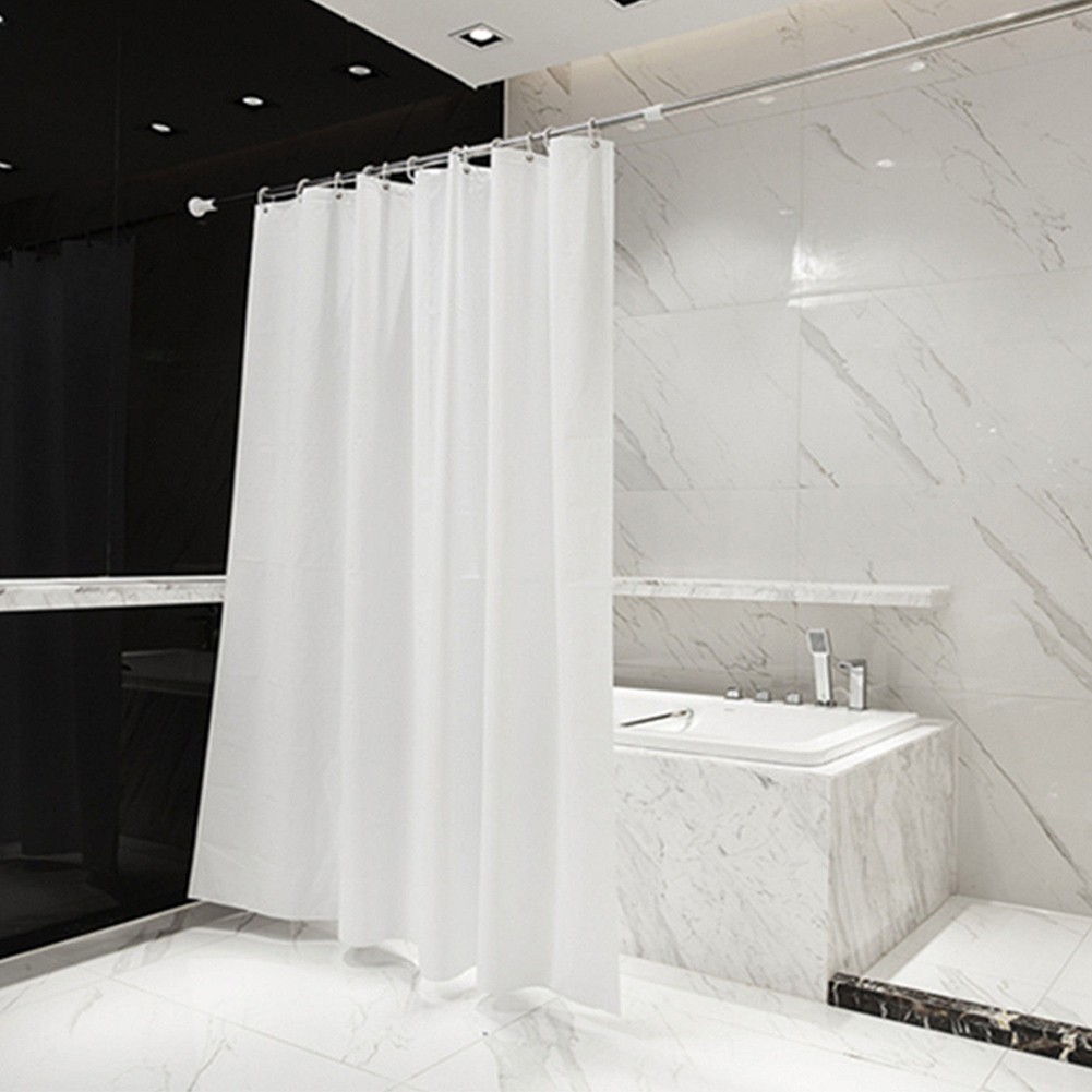 Washable Extra Long Waterproof Shower Curtain Bathroom White With 12