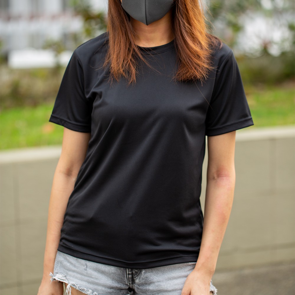Unisex Dri Fit Round Neck Tee Shirt Black Plain Tees Quick Dry T