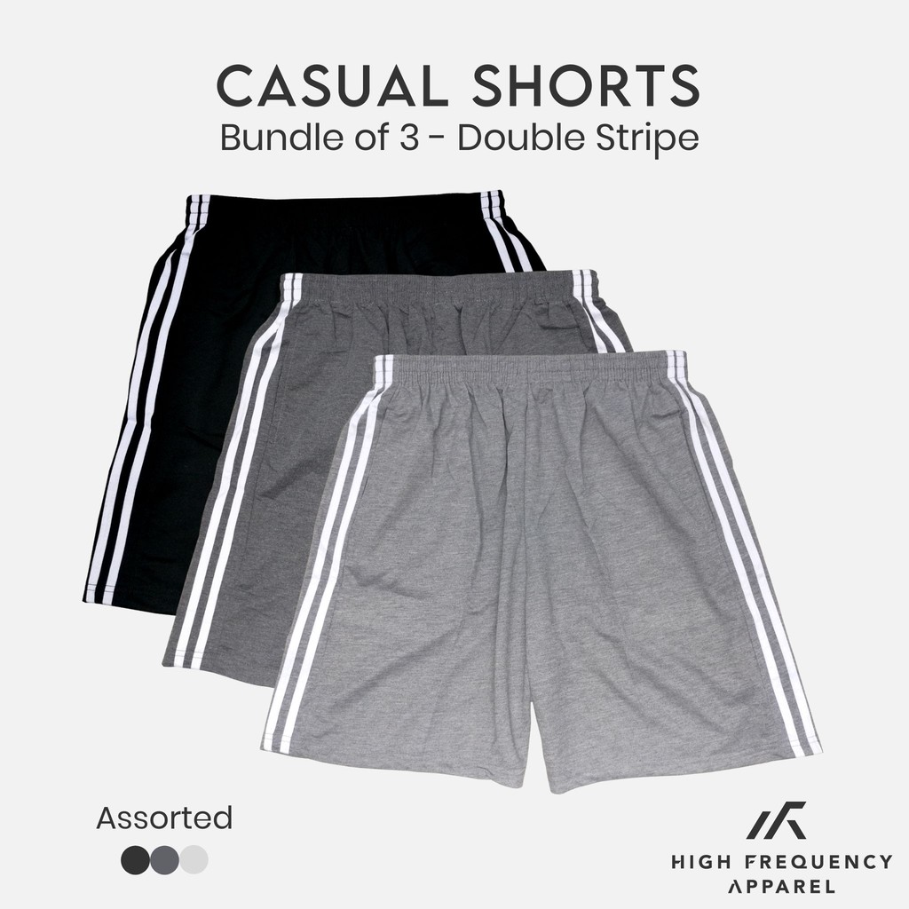 [BUNDLE OF 3] Stripe Unisex HF Casual Shorts Home Shorts Grey