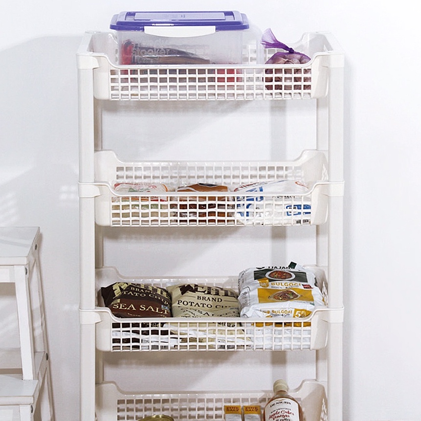 [SG Stock] Algo Space Storage Wagon Kitchen Rack with Wheels Rect