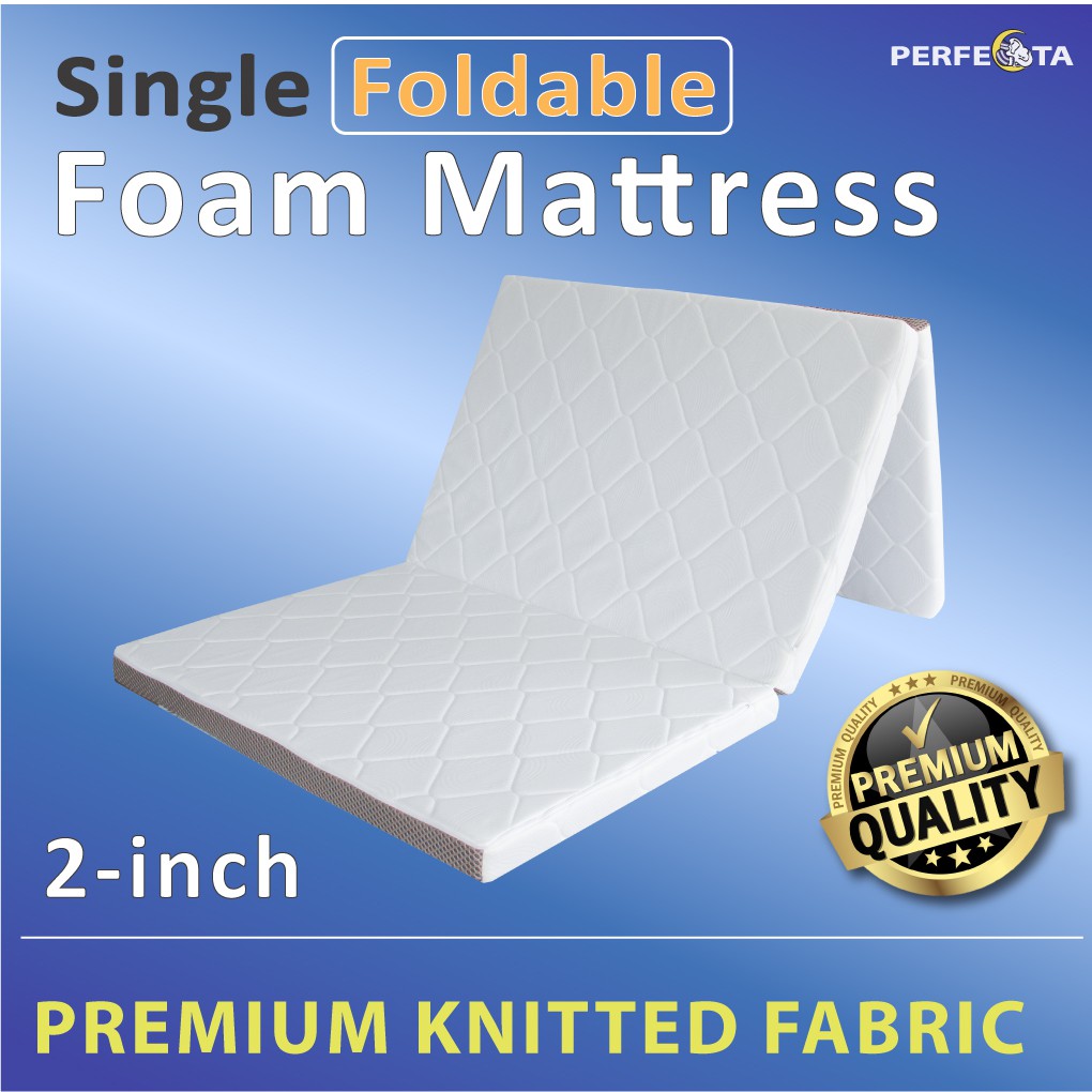Foldable Mattress Premium Knitted 3 Fold Mattress 2 Inch Thickness Shopee Singapore