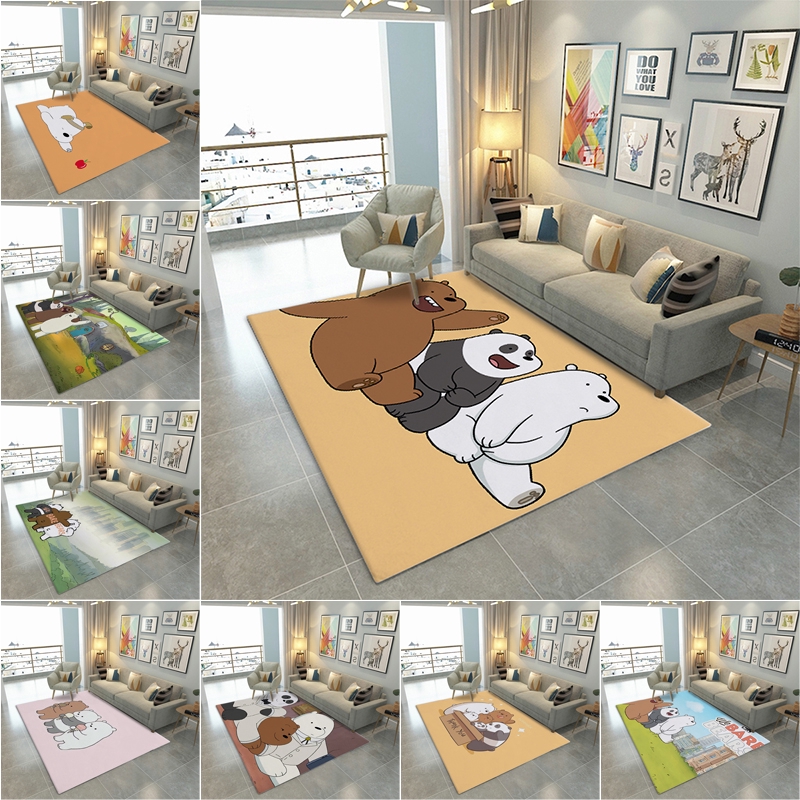 We Bare Bear Area Rug AntiSlip Absorbent Flannel Floor Rug Doormat