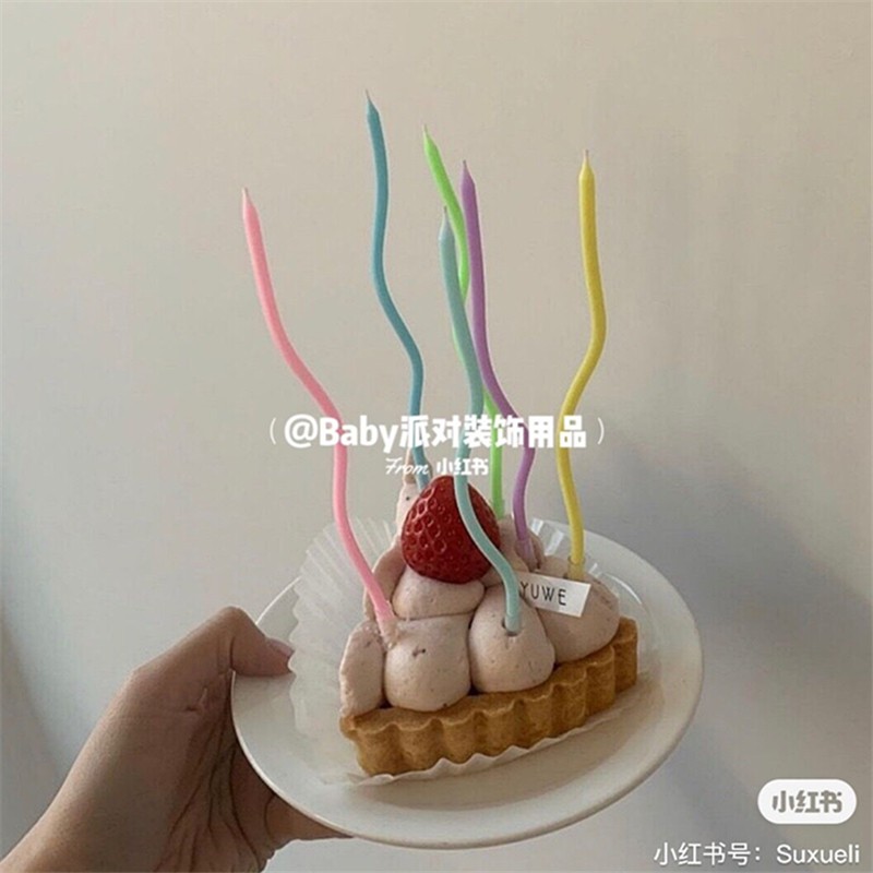 Red Rainbow Thread Candle Creative Korean Birthday Candle Cake