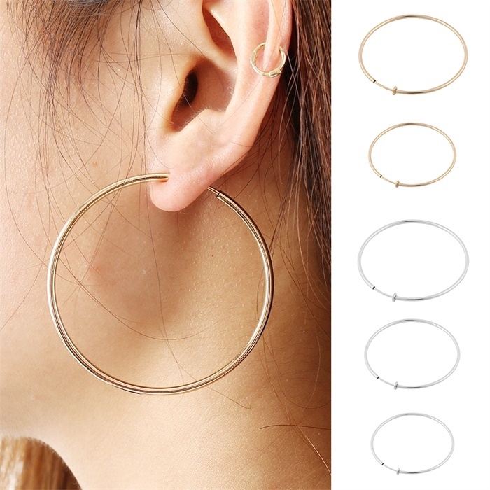 2 Pcs/Set 40/50/60mm ClipOn Earrings Small/Medium/Large NonPierced