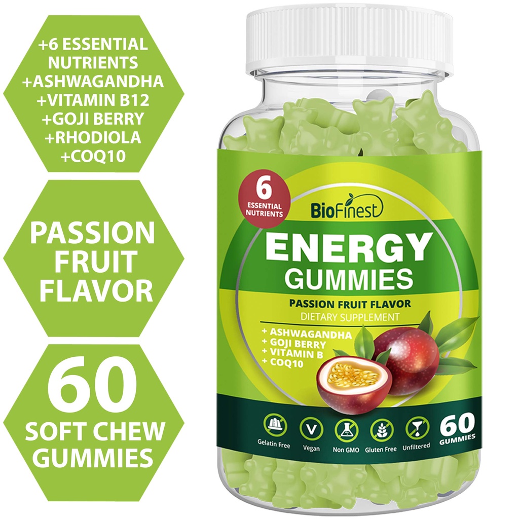 Biofinest Energy Gummy Supplement Vitamin B12 Coq10 Ashwagandha Goji