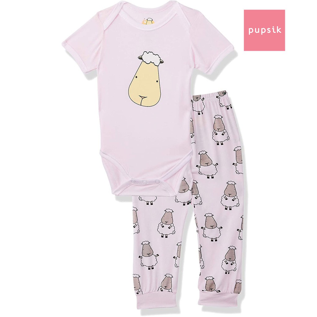 Baa Baa Sheepz Baby Bamboo Onesies & Pants Pink (4 Sizes) Shopee