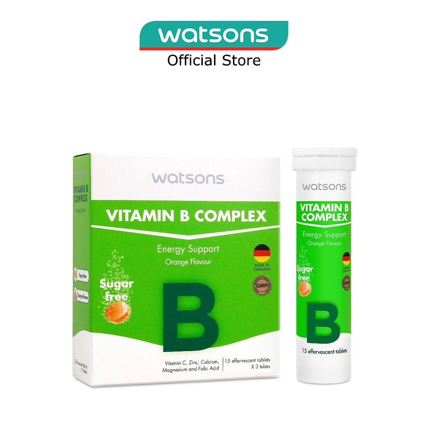 WATSONS Vitamin B Complex Effervescent Tablets Sugar Free Orange