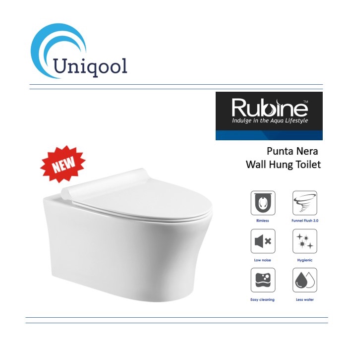 RUBINE PuntaNera Rimless Wall Hung Toilet Bowl (BOWL ONLY) Shopee