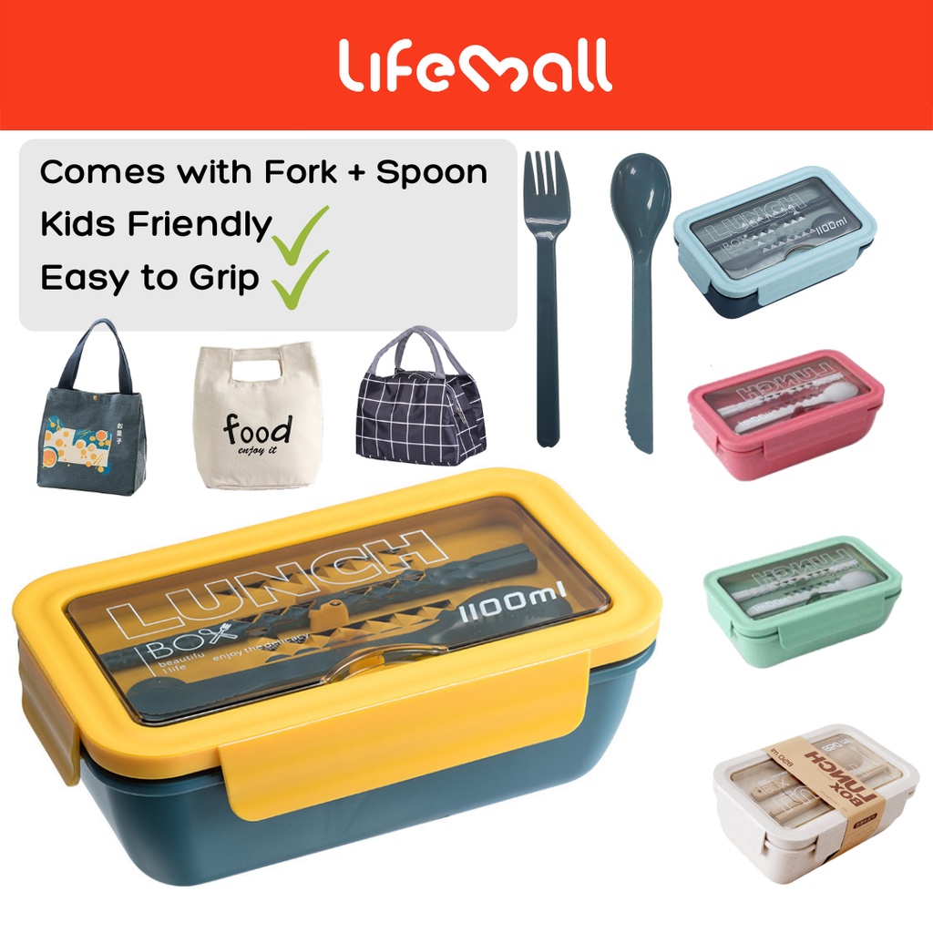 Lunch Box Food Container With Insulated Bag Fork And Spoon For Women