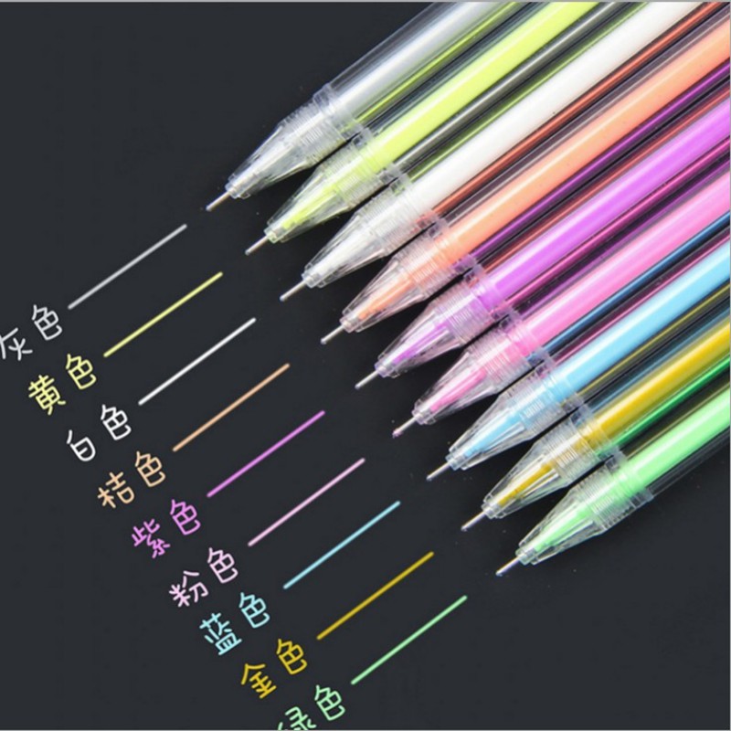 0.5mm Highlight drawing pen 9 Colors , Fine Tip White Gel Pens