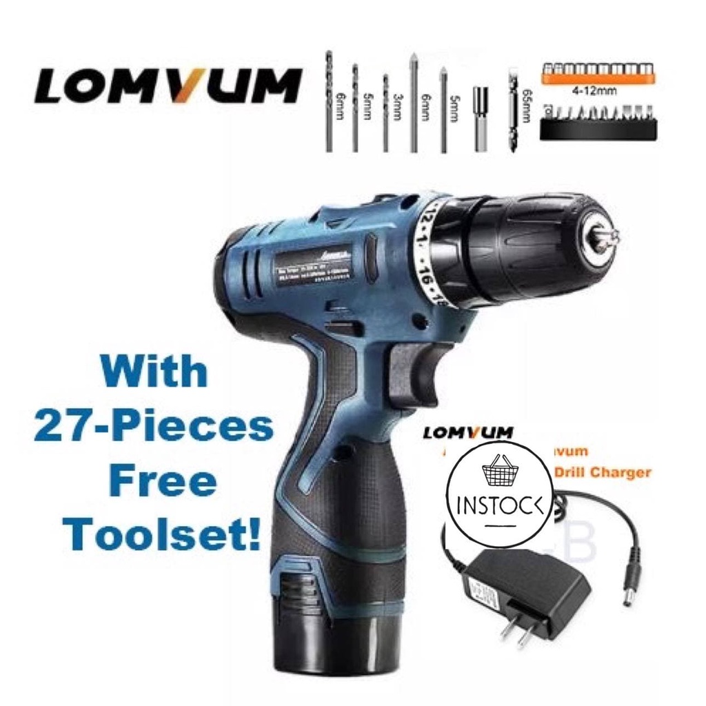 SINGAPORE INSTOCK 25V Electric Hand Drill NEW Cordless Drill W/LED