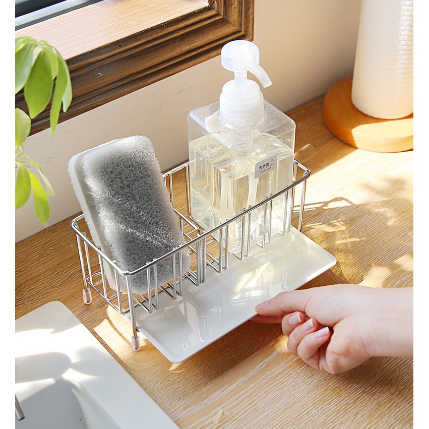 Japanese Style Stainless Steel Kitchen Sink Rack Sponge Drainer Soap