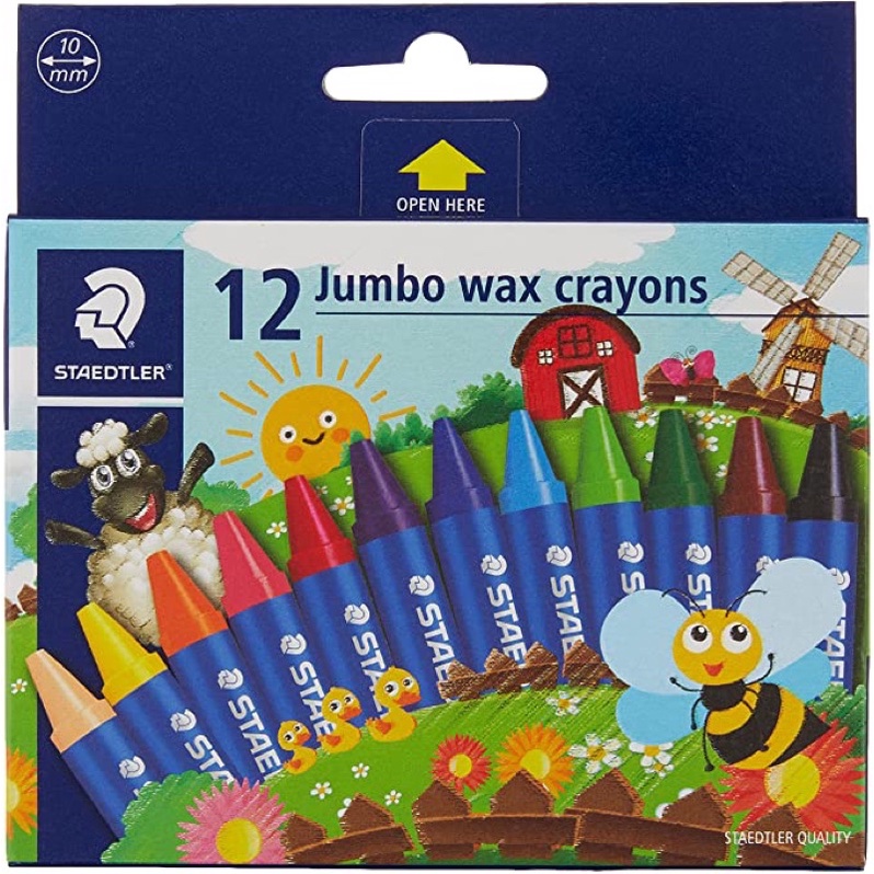Staedtler Jumbo Wax Crayons 12 Colours Children Crayon Jumbo Shopee