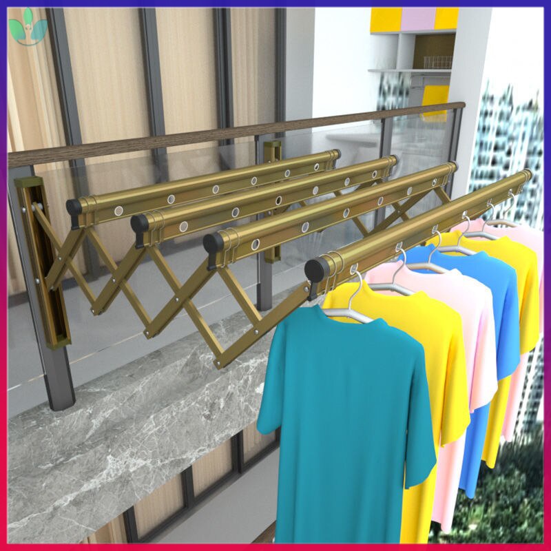 Balcony Window Retractable Clothes Hanger Outdoor Pulling and Pushing Drying Rack Folding