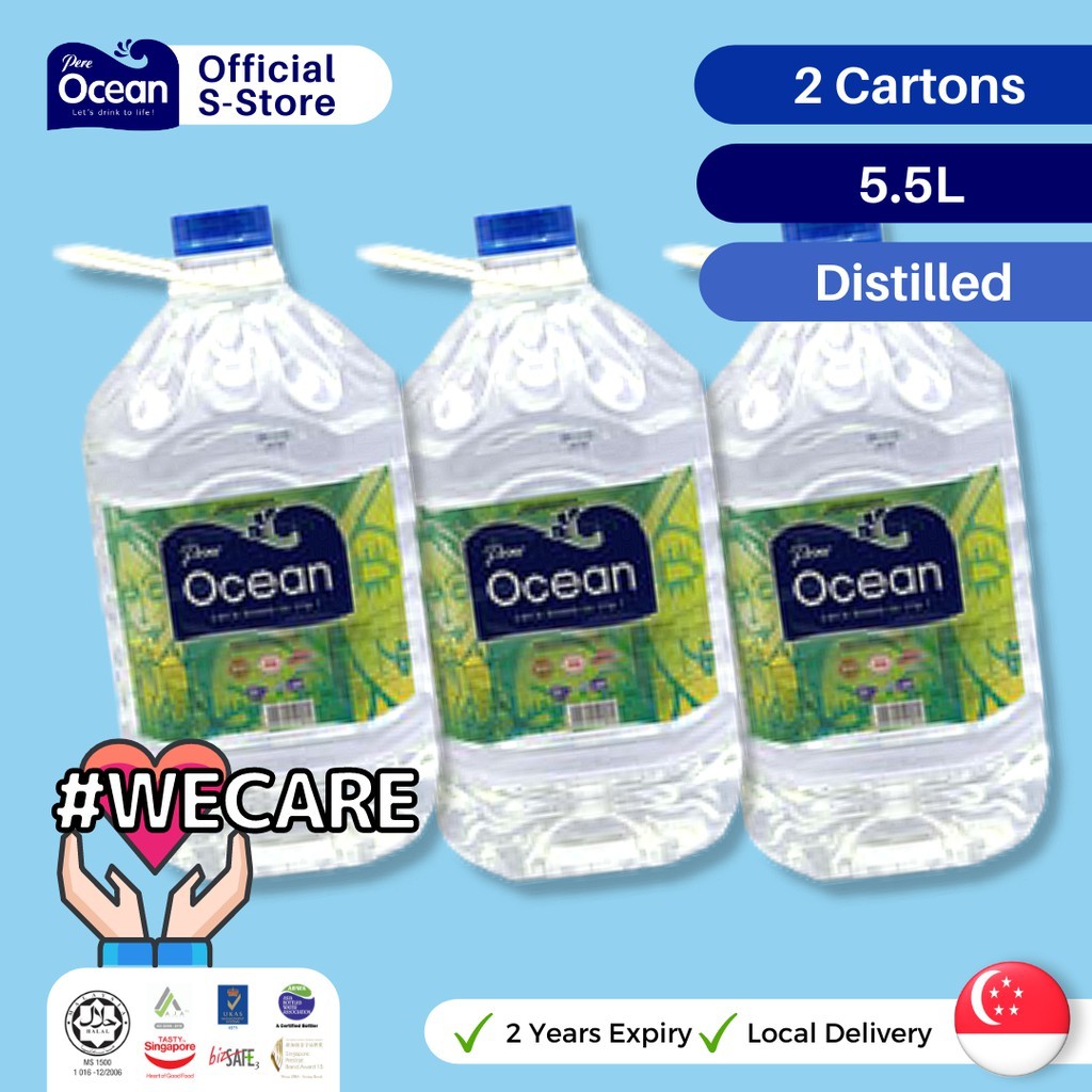 Pere Ocean Distilled Water Drinking Water 5.5L / 2 Carton / Halal