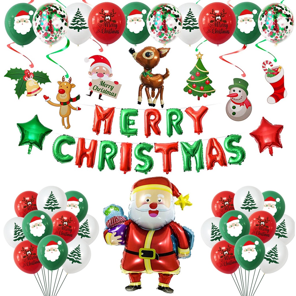 Christmas Party Decorations Balloons Set Merry Christmas Balloons